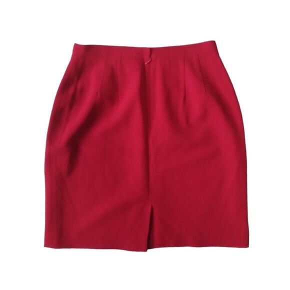 Vintage Casual Corner Bright Red Classic Above Knee Length Pure Wool Mark Skirt - Picture 2 of 15